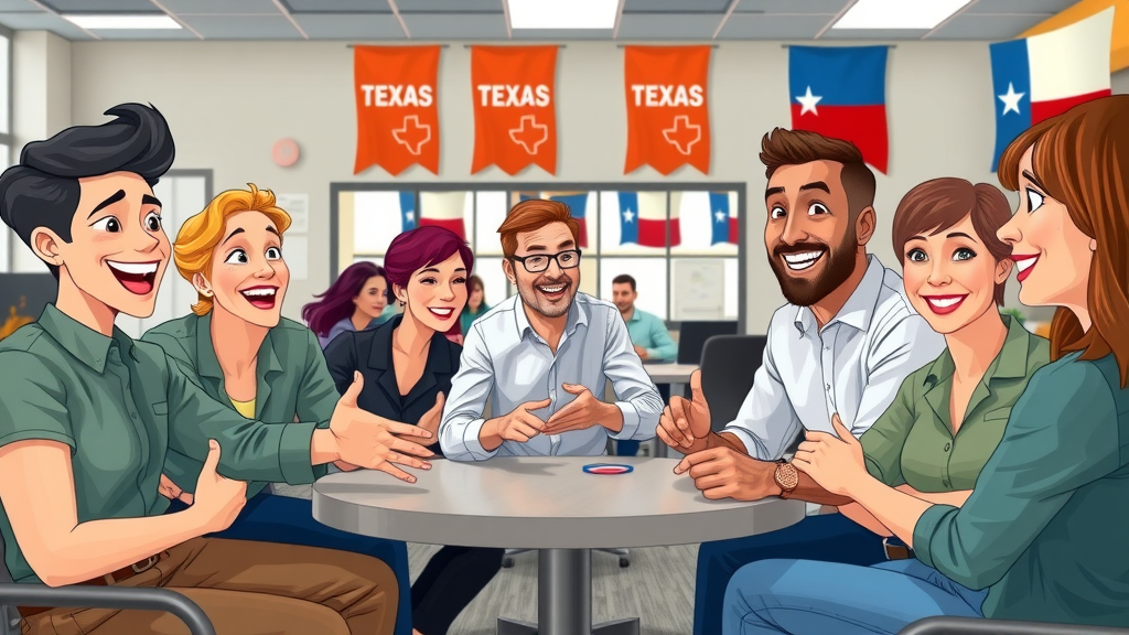 happy employees participating in a casual team event in a Texas workplace, positive influence on employee retention