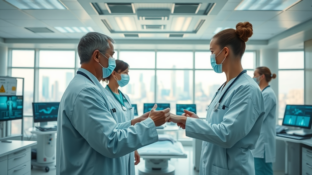 State-of-the-art healthcare facility in Dallas, clinicians coordinating through digital screens, relating to enhanced health care DFW TX in the healthcare industry