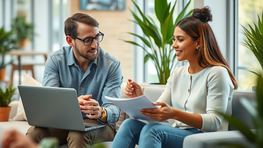 Empowering mentorship session - mentor guiding a junior employee in a modern breakout area - cost-effective professional development and peer recognition program implementation